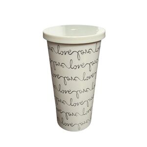 KATE SPADE TUMBLER || MONOGRAM CURSIVE WRITING "LOVE YOU" || CREAM, SILVER